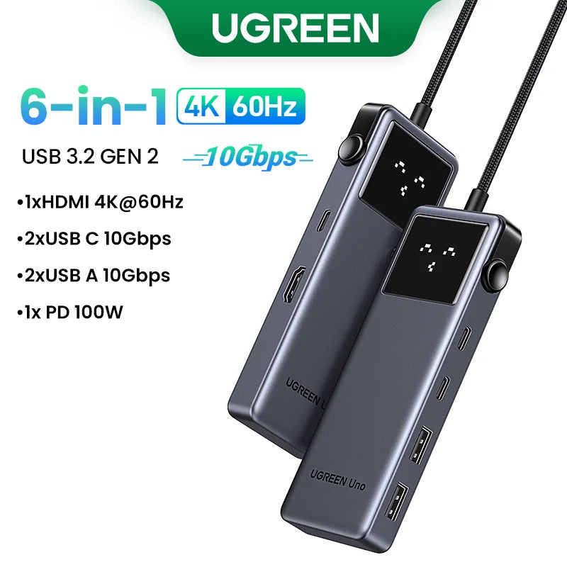 UGREEN Uno USB C HUB 6-in-1 4K60Hz PD100W 10Gbps